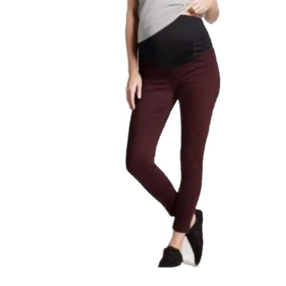 Isabel Maternity 2/26R Burgundy Crossover Panel Skinny Jeans